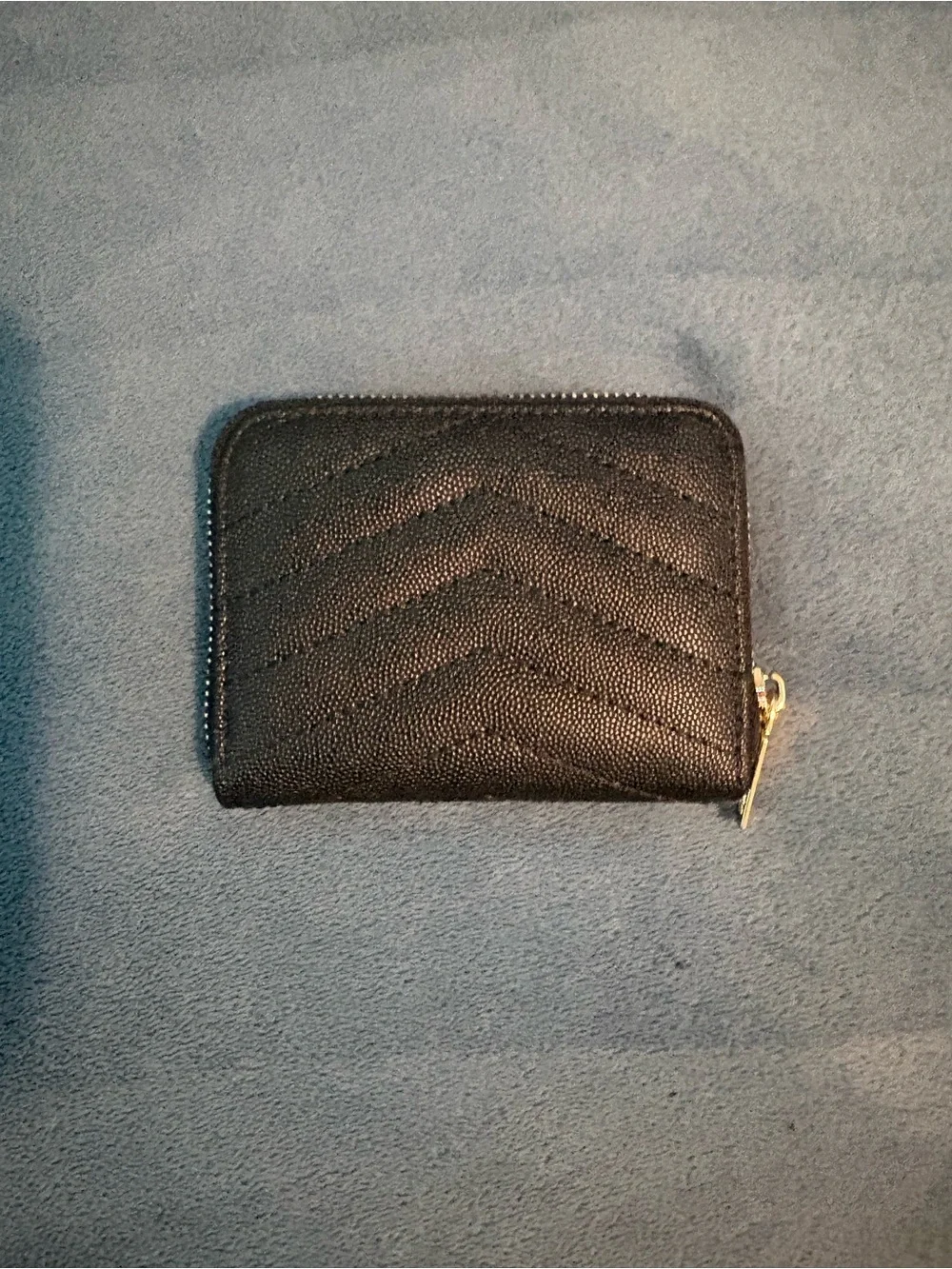 Saint Laurent Black Quilted Card Holder with Gold YSL Logo